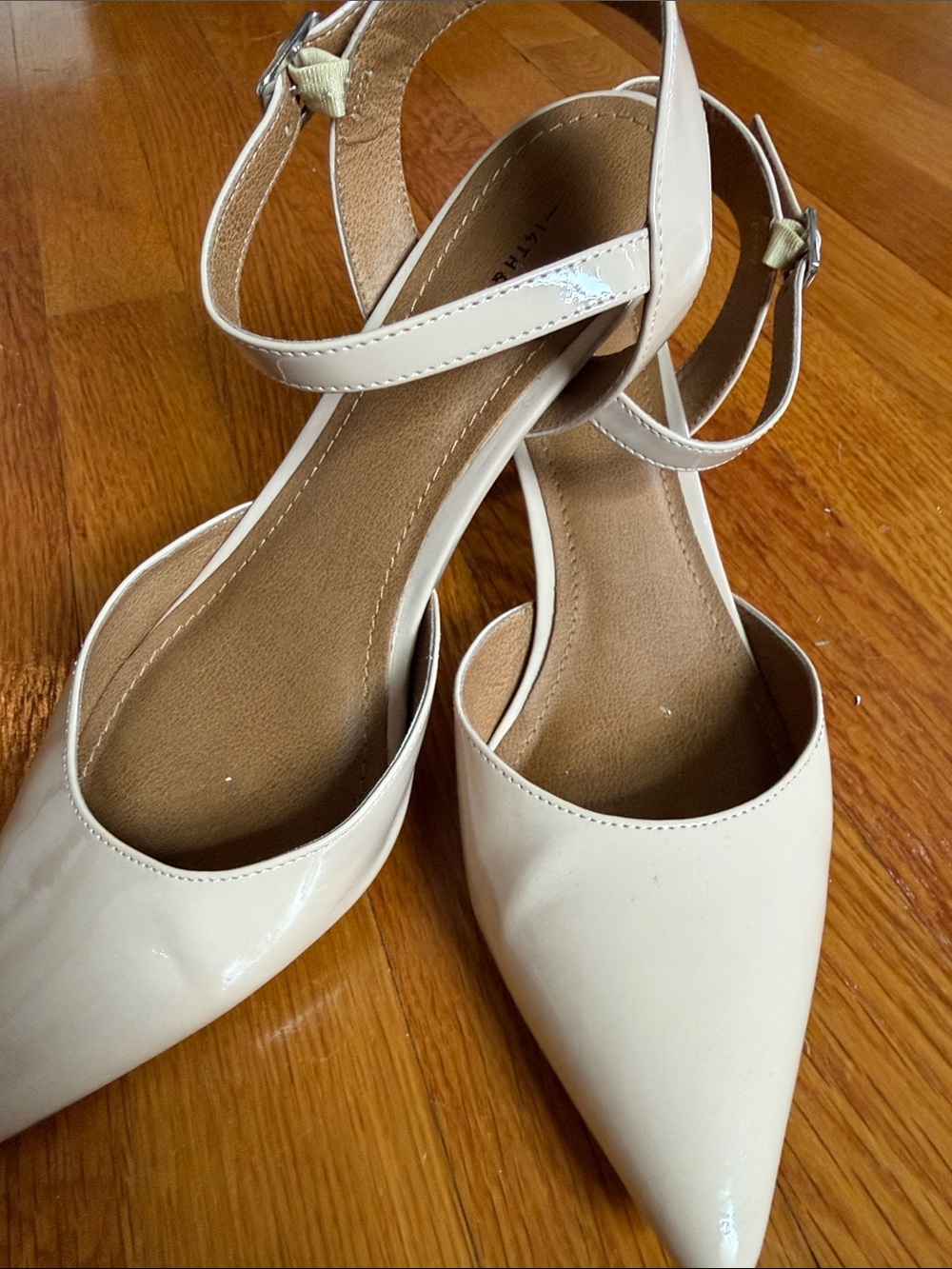 Patent Pointed-Toe Ankle-Strap Pumps in Nude - Women